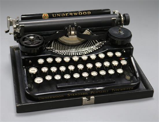 A cased Underwood standard portable typewriter